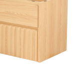 Pine Slat Modern Coastal 2-Drawer Wall Mounted Bath Vanity Cabinet Only (Sink Basin Not Included)