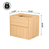 Pine Slat Modern Coastal 2-Drawer Wall Mounted Bath Vanity Cabinet Only (Sink Basin Not Included)