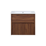 Pine Slat Modern Coastal 2-Drawer Wall Mounted Bath Vanity Cabinet Only (Sink Basin Not Included)