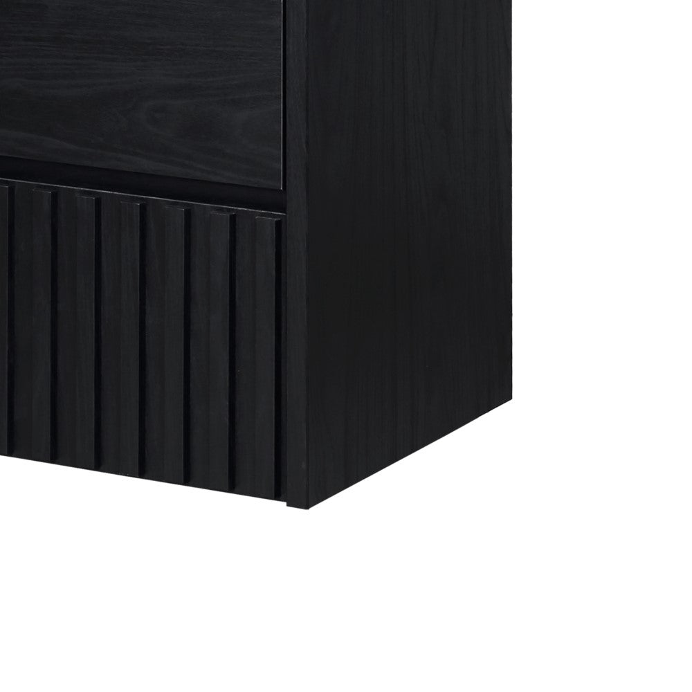 Pine Slat Modern Coastal 2-Drawer Wall Mounted Bath Vanity Cabinet Only (Sink Basin Not Included)