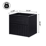 Pine Slat Modern Coastal 2-Drawer Wall Mounted Bath Vanity Cabinet Only (Sink Basin Not Included)