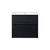 Pine Slat Modern Coastal 2-Drawer Wall Mounted Bath Vanity Cabinet Only (Sink Basin Not Included)