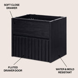 Pine Slat Modern Coastal 2-Drawer Wall Mounted Bath Vanity Cabinet Only (Sink Basin Not Included)