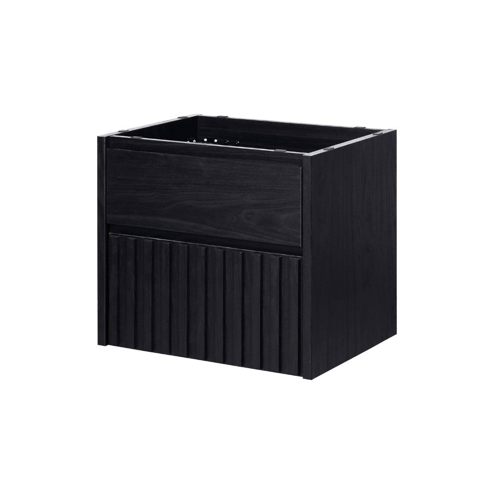 Pine Slat Modern Coastal 2-Drawer Wall Mounted Bath Vanity Cabinet Only (Sink Basin Not Included)