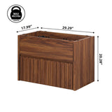 Pine Slat Modern Coastal 2-Drawer Wall Mounted Bath Vanity Cabinet Only (Sink Basin Not Included)