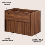 Pine Slat Modern Coastal 2-Drawer Wall Mounted Bath Vanity Cabinet Only (Sink Basin Not Included)