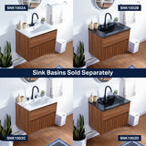 Pine Slat Modern Coastal 2-Drawer Wall Mounted Bath Vanity Cabinet Only (Sink Basin Not Included)