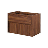 Pine Slat Modern Coastal 2-Drawer Wall Mounted Bath Vanity Cabinet Only (Sink Basin Not Included)