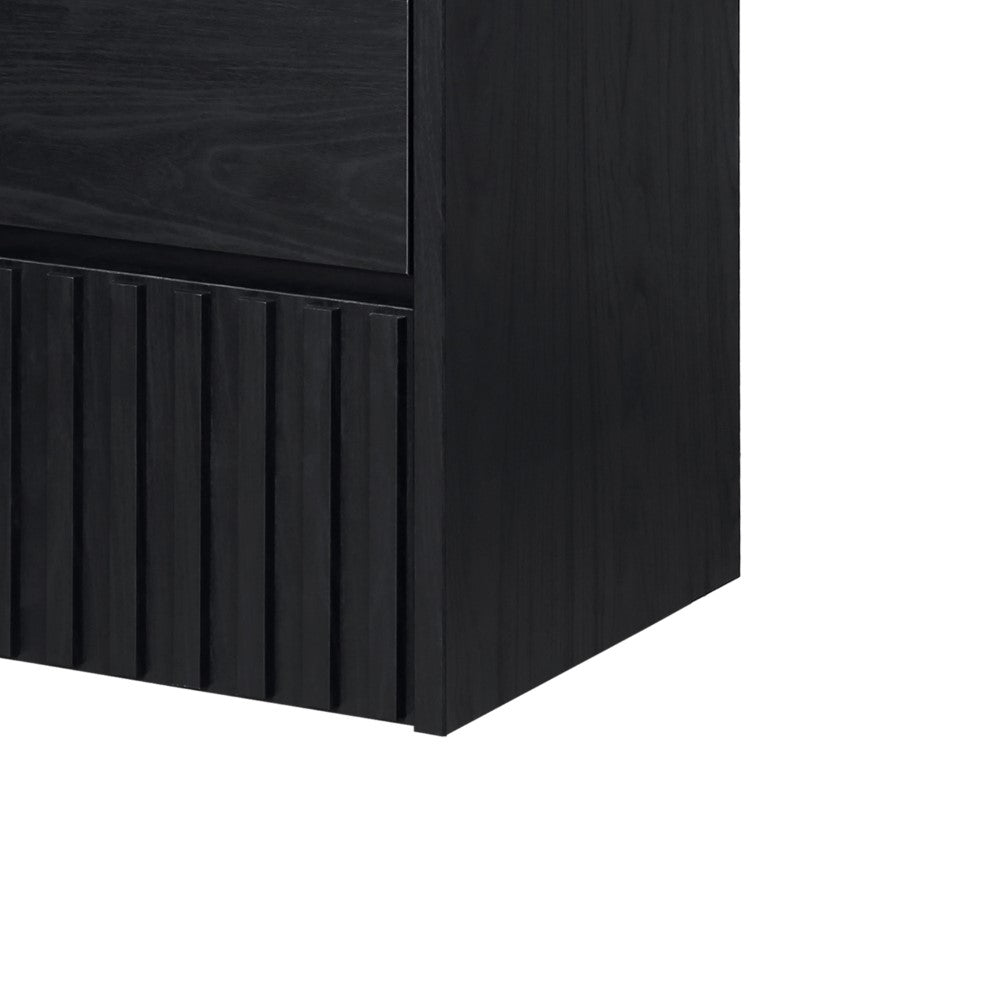 Pine Slat Modern Coastal 2-Drawer Wall Mounted Bath Vanity Cabinet Only (Sink Basin Not Included)