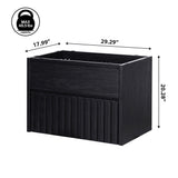 Pine Slat Modern Coastal 2-Drawer Wall Mounted Bath Vanity Cabinet Only (Sink Basin Not Included)