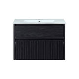 Pine Slat Modern Coastal 2-Drawer Wall Mounted Bath Vanity Cabinet Only (Sink Basin Not Included)