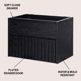 Pine Slat Modern Coastal 2-Drawer Wall Mounted Bath Vanity Cabinet Only (Sink Basin Not Included)