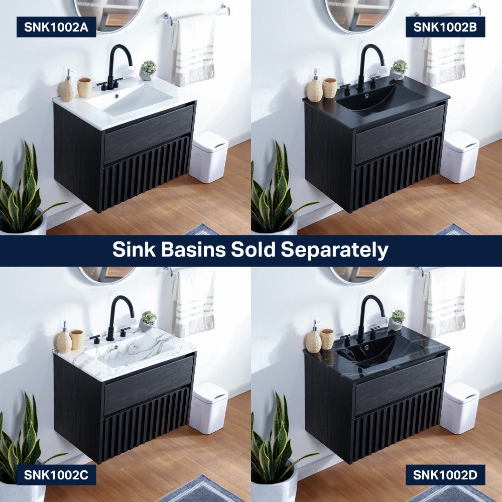 Pine Slat Modern Coastal 2-Drawer Wall Mounted Bath Vanity Cabinet Only (Sink Basin Not Included)