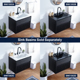 Pine Slat Modern Coastal 2-Drawer Wall Mounted Bath Vanity Cabinet Only (Sink Basin Not Included)