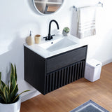 Pine Slat Modern Coastal 2-Drawer Wall Mounted Bath Vanity Cabinet Only (Sink Basin Not Included)