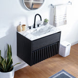 Pine Slat Modern Coastal 2-Drawer Wall Mounted Bath Vanity Cabinet Only (Sink Basin Not Included)
