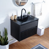 Pine Slat Modern Coastal 2-Drawer Wall Mounted Bath Vanity Cabinet Only (Sink Basin Not Included)