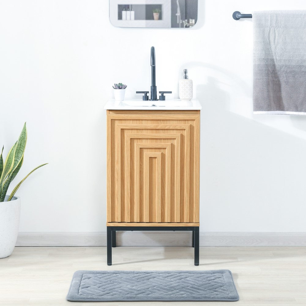 Fjord Geometric Modern Transitional 2-Shelf Bath Vanity Cabinet Only (Sink Basin Not Included)