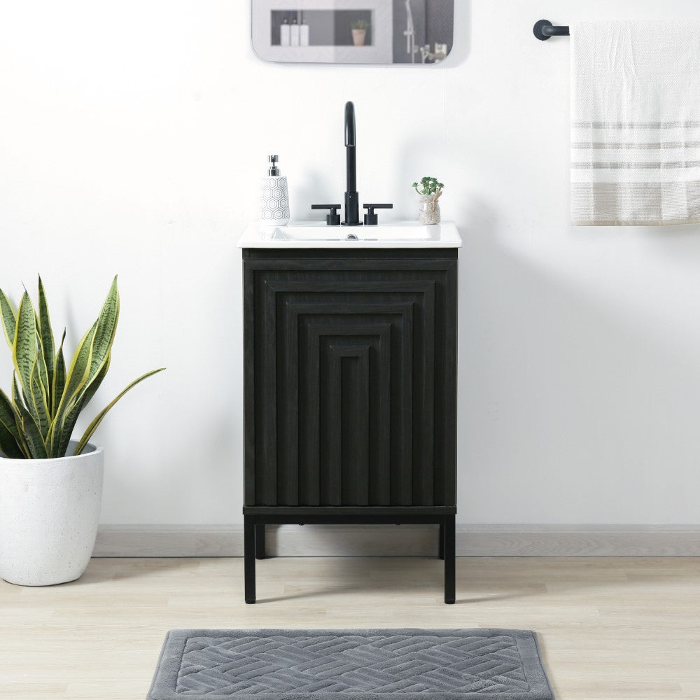 Fjord Geometric Modern Transitional 2-Shelf Bath Vanity Cabinet Only (Sink Basin Not Included)