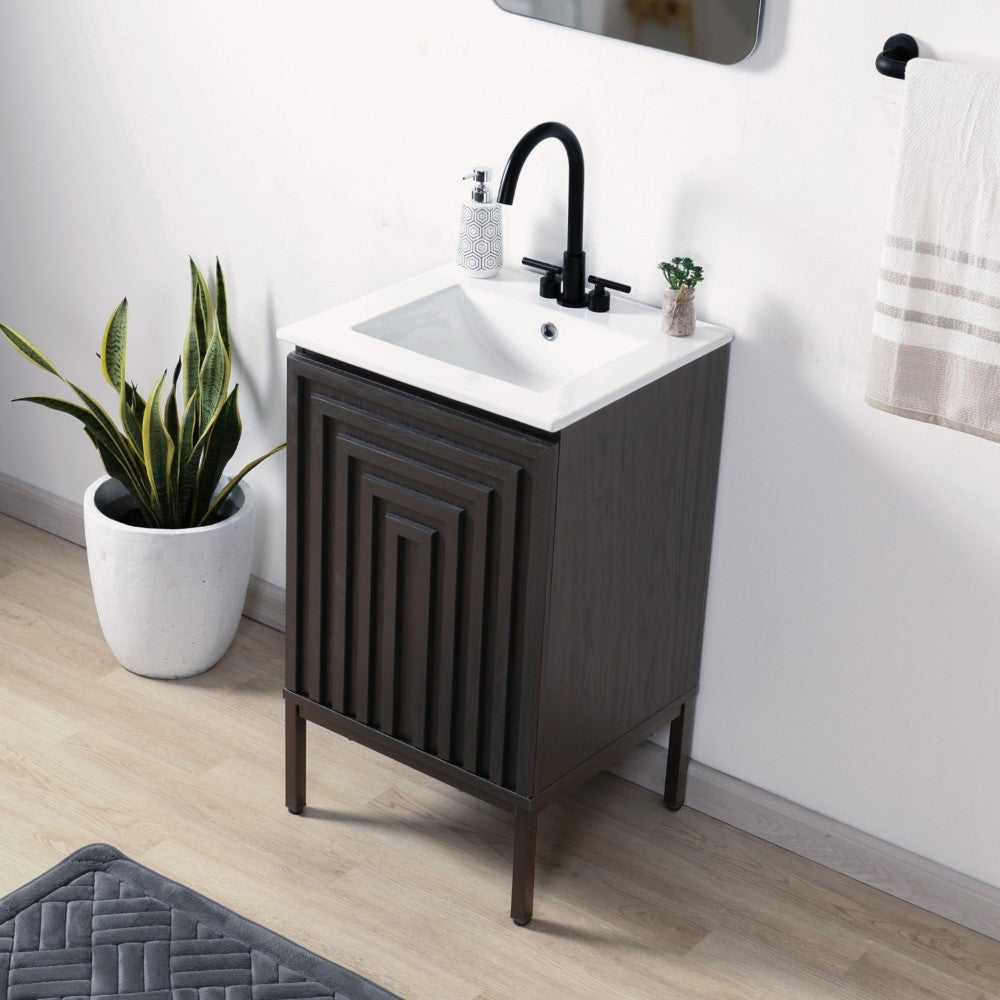Fjord Geometric Modern Transitional 2-Shelf Bath Vanity Cabinet Only (Sink Basin Not Included)