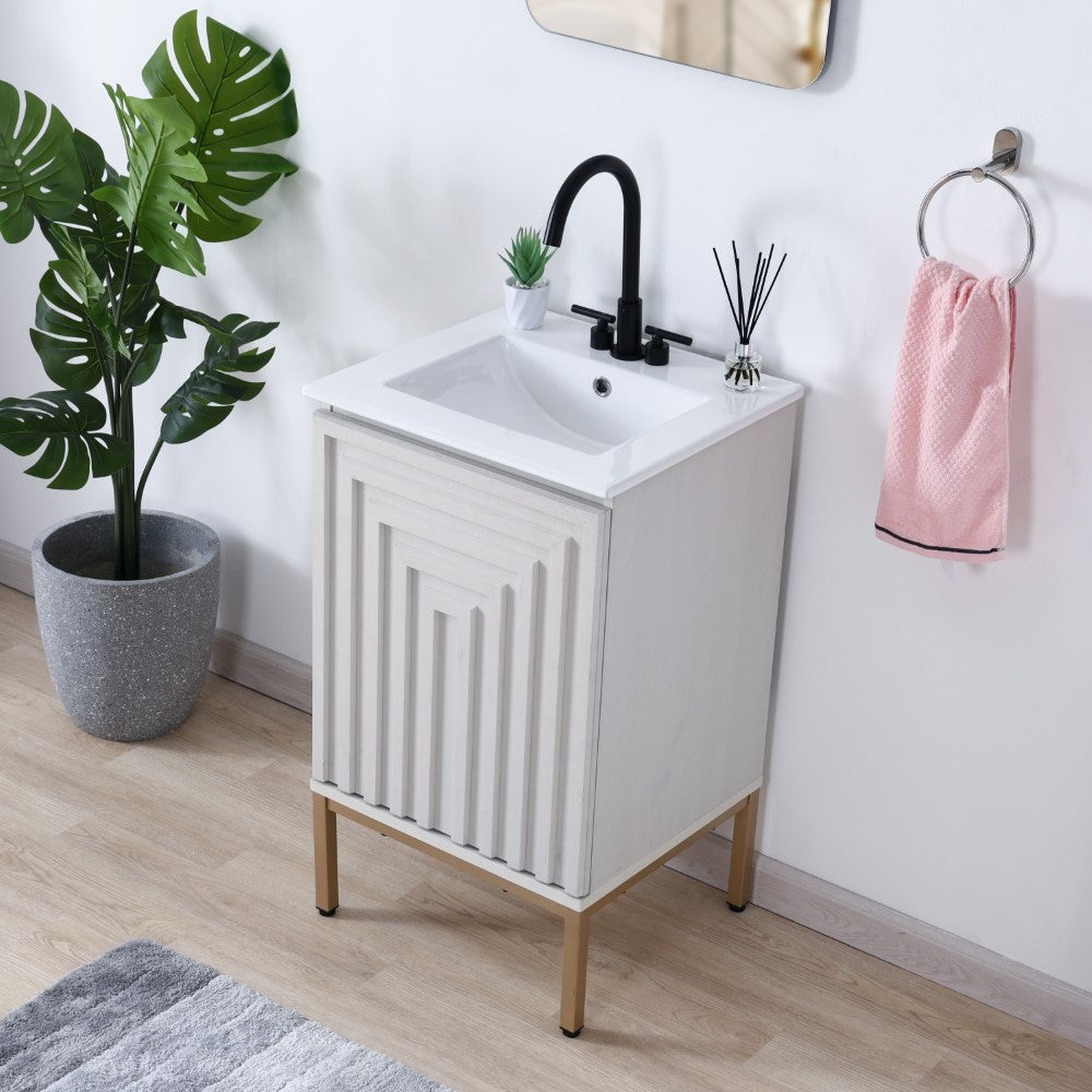Fjord Geometric Modern Transitional 2-Shelf Bath Vanity Cabinet Only (Sink Basin Not Included)