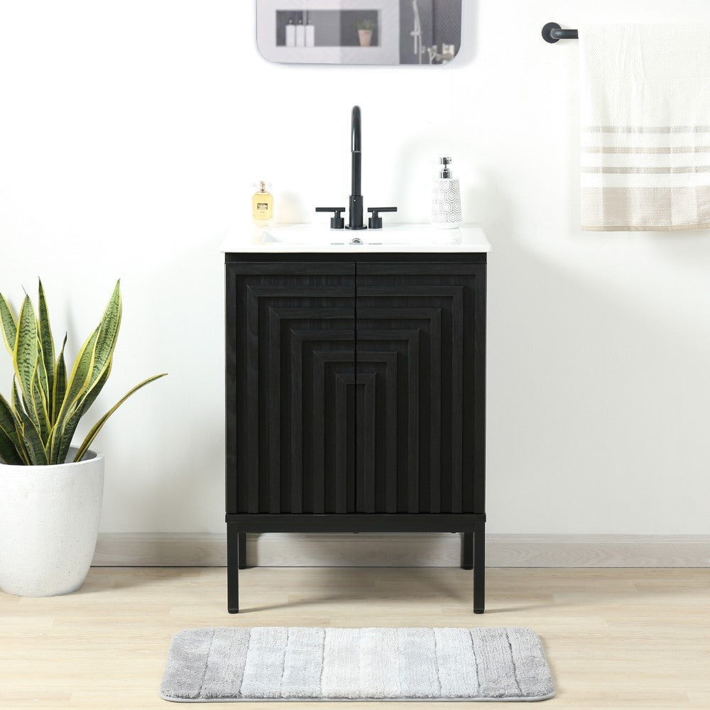 Fjord Geometric Modern Transitional 2-Shelf Bath Vanity Cabinet Only (Sink Basin Not Included)