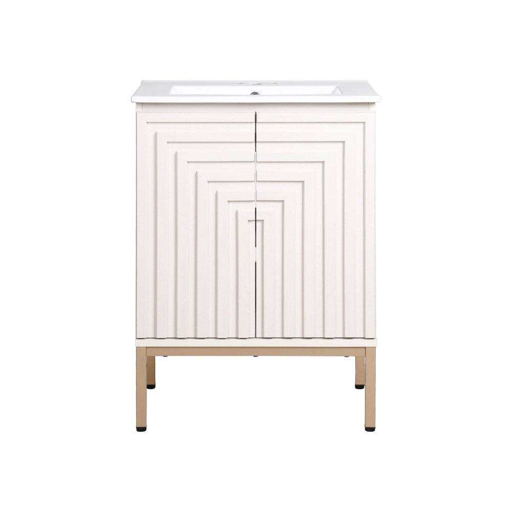 Fjord Geometric Modern Transitional 2-Shelf Bath Vanity Cabinet Only (Sink Basin Not Included)