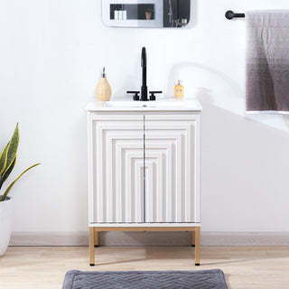 Fjord Geometric Modern Transitional 2-Shelf Bath Vanity Cabinet Only (Sink Basin Not Included)