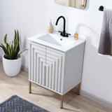 Fjord Geometric Modern Transitional 2-Shelf Bath Vanity Cabinet Only (Sink Basin Not Included)