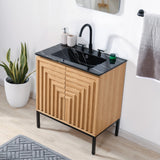 Fjord Geometric Modern Transitional 2-Shelf Bath Vanity Cabinet Only (Sink Basin Not Included)