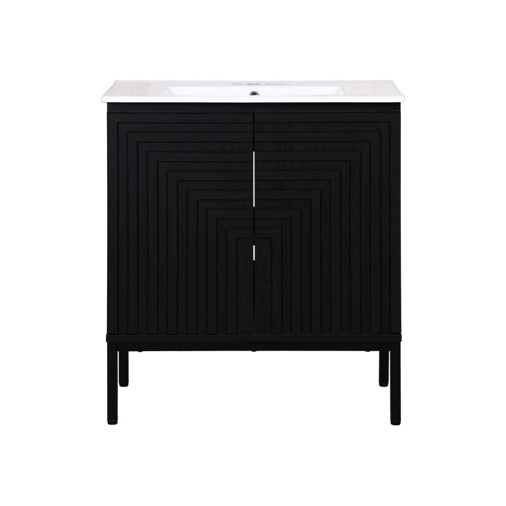 Fjord Geometric Modern Transitional 2-Shelf Bath Vanity Cabinet Only (Sink Basin Not Included)