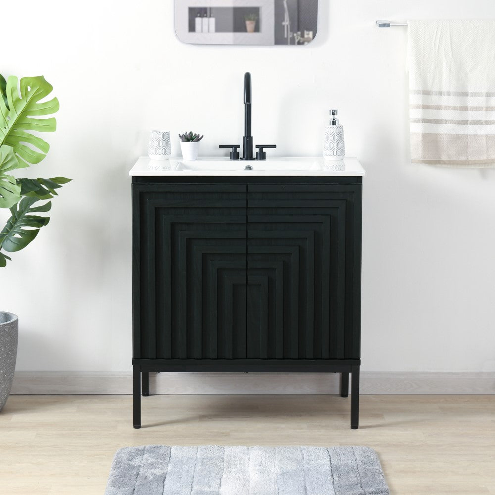 Fjord Geometric Modern Transitional 2-Shelf Bath Vanity Cabinet Only (Sink Basin Not Included)