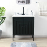 Fjord Geometric Modern Transitional 2-Shelf Bath Vanity Cabinet Only (Sink Basin Not Included)