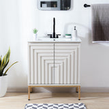 Fjord Geometric Modern Transitional 2-Shelf Bath Vanity Cabinet Only (Sink Basin Not Included)