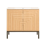 Fjord Geometric Modern Transitional 2-Shelf Bath Vanity Cabinet Only (Sink Basin Not Included)