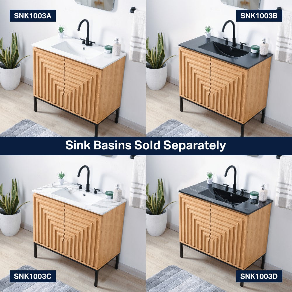 Fjord Geometric Modern Transitional 2-Shelf Bath Vanity Cabinet Only (Sink Basin Not Included)