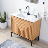 Fjord Geometric Modern Transitional 2-Shelf Bath Vanity Cabinet Only (Sink Basin Not Included)