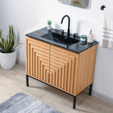 Fjord Geometric Modern Transitional 2-Shelf Bath Vanity Cabinet Only (Sink Basin Not Included)