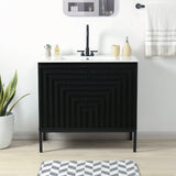 Fjord Geometric Modern Transitional 2-Shelf Bath Vanity Cabinet Only (Sink Basin Not Included)