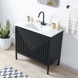 Fjord Geometric Modern Transitional 2-Shelf Bath Vanity Cabinet Only (Sink Basin Not Included)