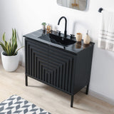 Fjord Geometric Modern Transitional 2-Shelf Bath Vanity Cabinet Only (Sink Basin Not Included)