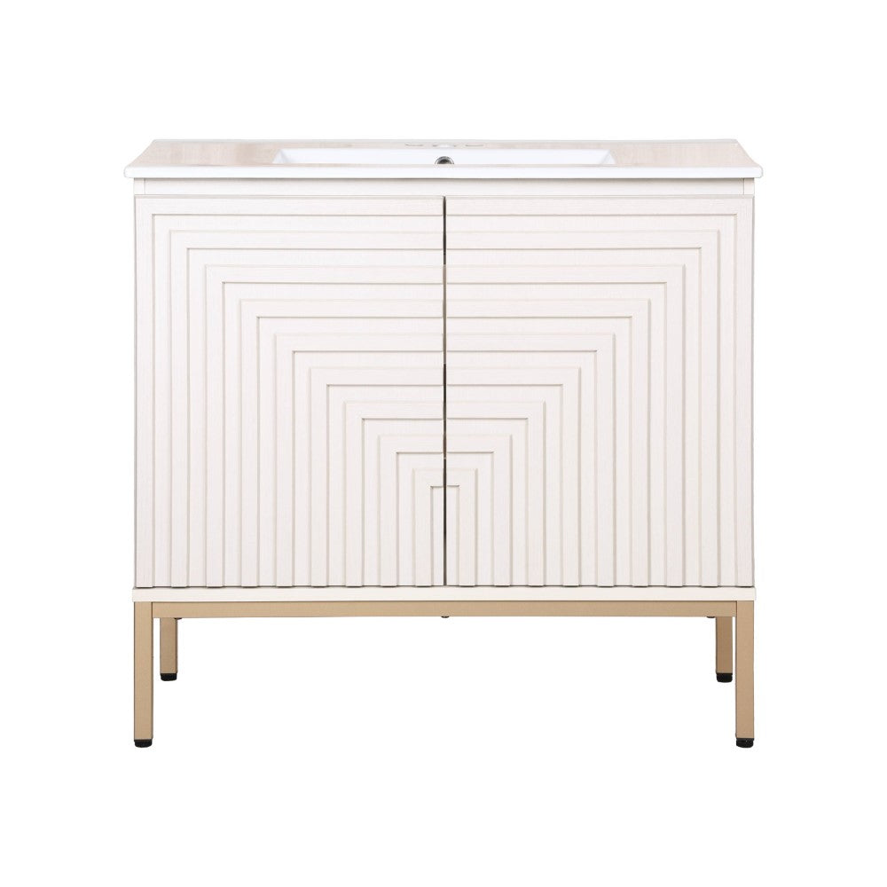 Fjord Geometric Modern Transitional 2-Shelf Bath Vanity Cabinet Only (Sink Basin Not Included)