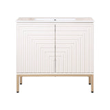 Fjord Geometric Modern Transitional 2-Shelf Bath Vanity Cabinet Only (Sink Basin Not Included)