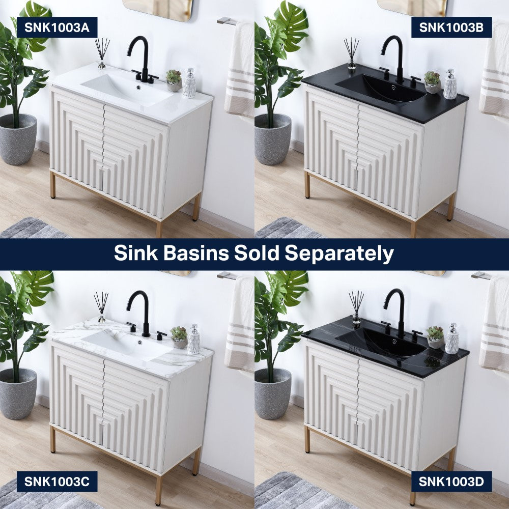 Fjord Geometric Modern Transitional 2-Shelf Bath Vanity Cabinet Only (Sink Basin Not Included)