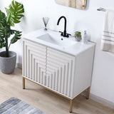 Fjord Geometric Modern Transitional 2-Shelf Bath Vanity Cabinet Only (Sink Basin Not Included)