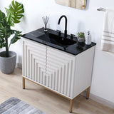 Fjord Geometric Modern Transitional 2-Shelf Bath Vanity Cabinet Only (Sink Basin Not Included)