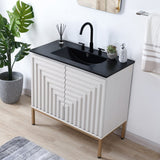 Fjord Geometric Modern Transitional 2-Shelf Bath Vanity Cabinet Only (Sink Basin Not Included)