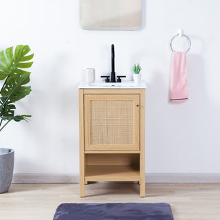 Orchid Rattan Modern Coastal 2-Shelf Bath Vanity Cabinet Only (Sink Basin Not Included)