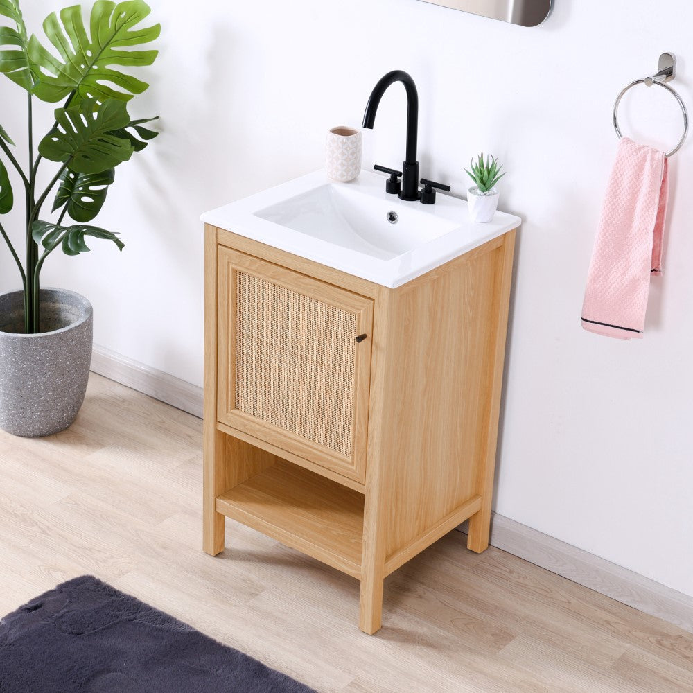 Orchid Rattan Modern Coastal 2-Shelf Bath Vanity Cabinet Only (Sink Basin Not Included)