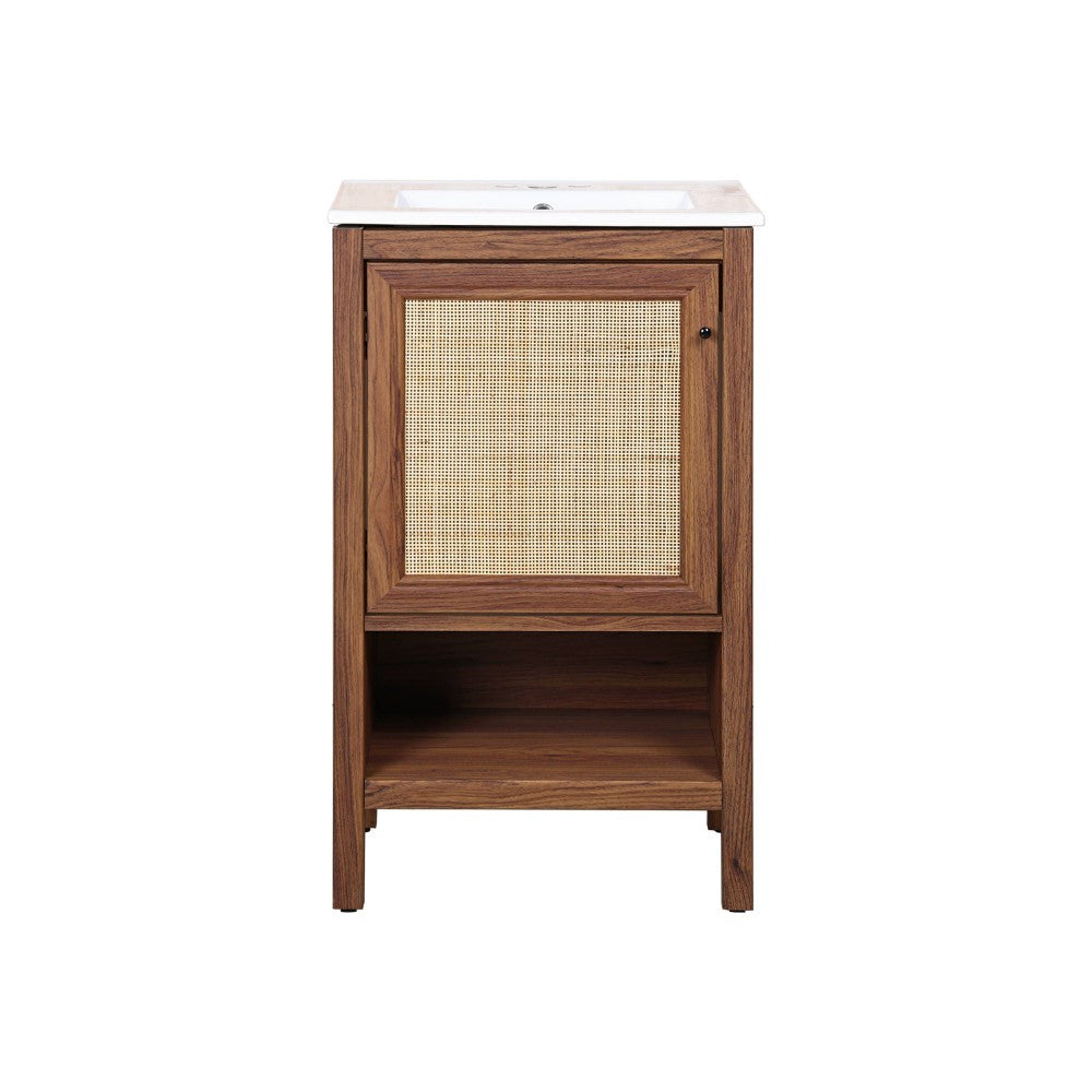 Orchid Rattan Modern Coastal 2-Shelf Bath Vanity Cabinet Only (Sink Basin Not Included)
